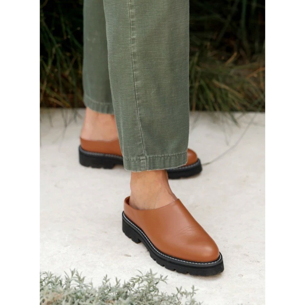 Jenni Kayne Leather Lug Mule Canyon Brown Slip On Shoes Women Size 36 Portugal